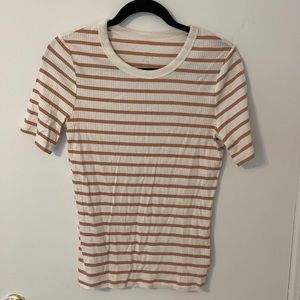 Cream and Tan Striped Tee